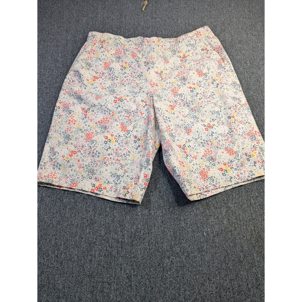 Lands End Womens 16 Mid Rise Floral Print Chino Shorts Multi-Color Cotton